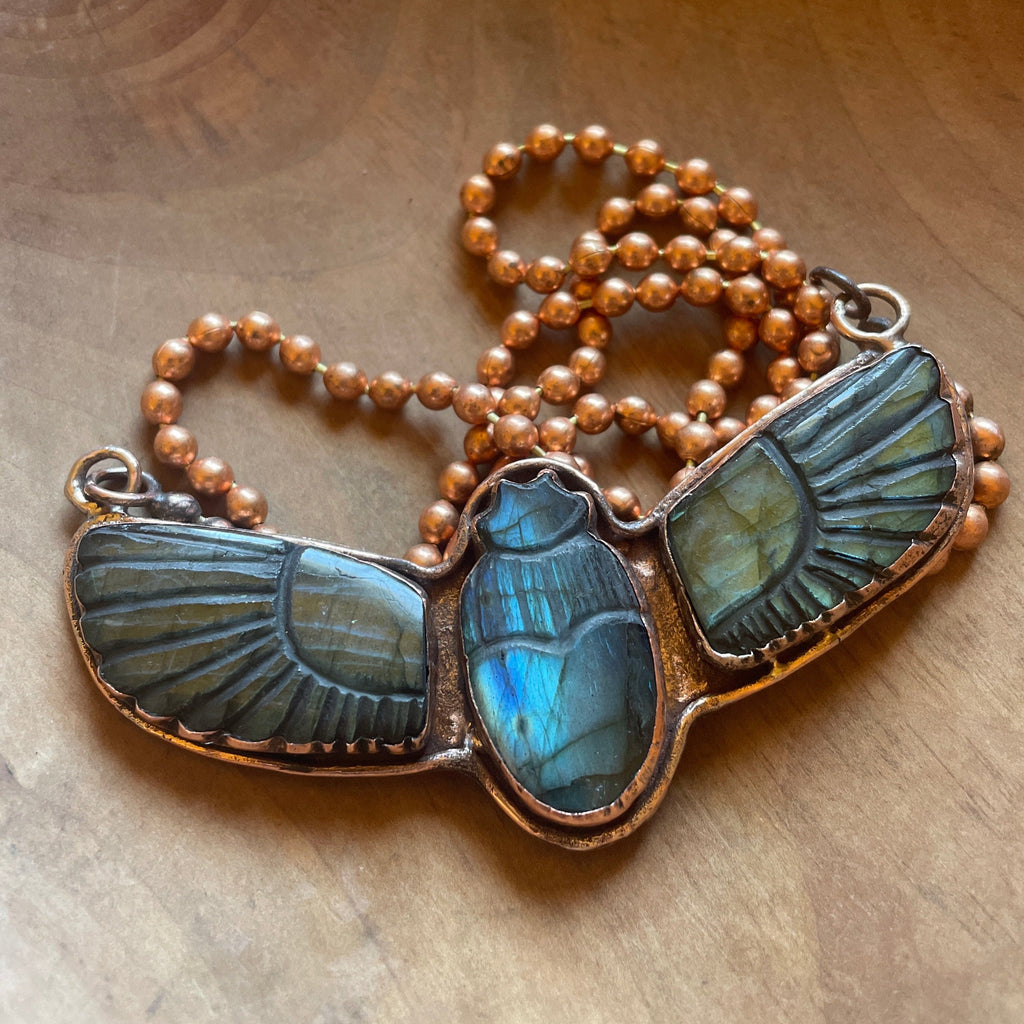 Labradorite Winged Scarab