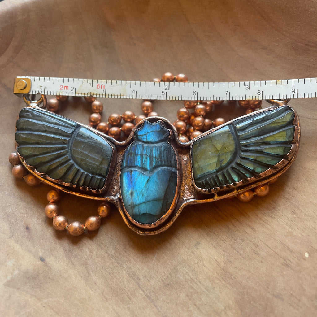 Labradorite Winged Scarab