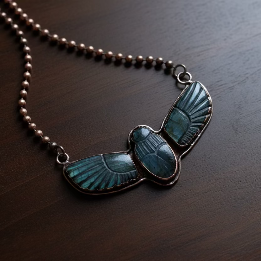 Labradorite Winged Scarab