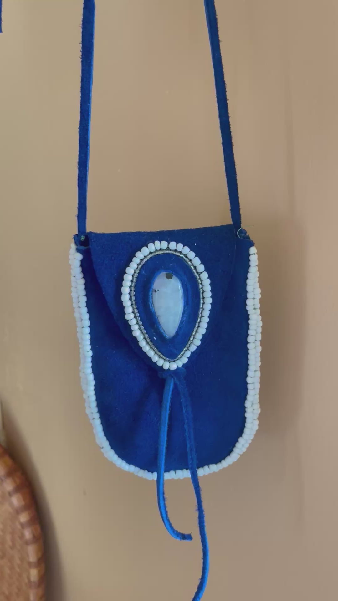 Blue Buckskin and Moonstone Medicine Bag