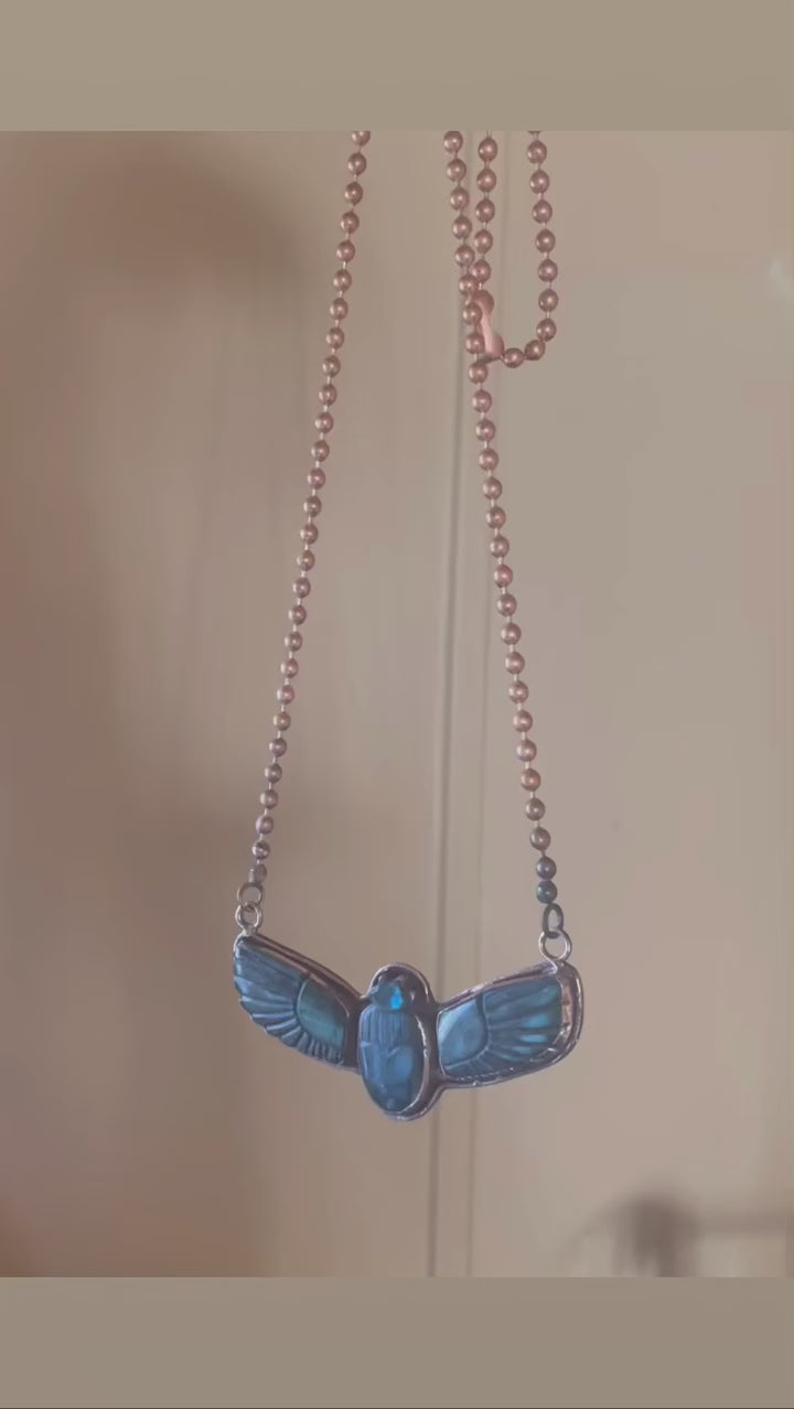 Labradorite Winged Scarab